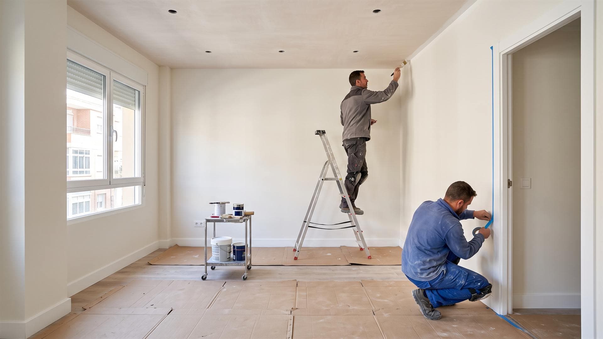 Profesionales de AZL finalizando una reforma en una vivienda de A Coruña